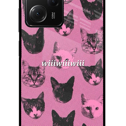 Pink Cats Poco X5 Pro 5G Glass Case