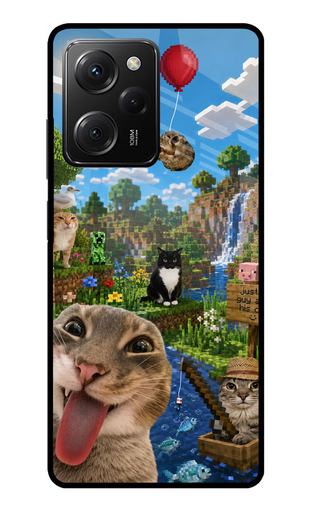 Minecraft Cat Chaos Poco X5 Pro 5G Glass Case