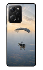Skydiving Cow Poco X5 Pro 5G Glass Case