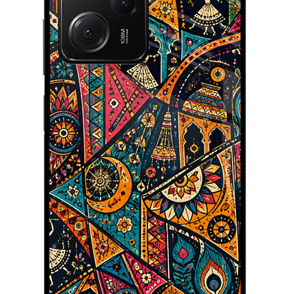Folk Print Poco X5 Pro 5G Glass Case