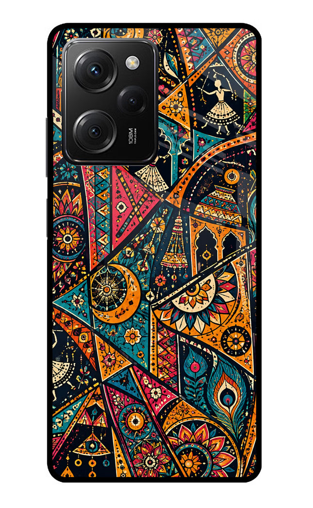 Folk Print Poco X5 Pro 5G Glass Case