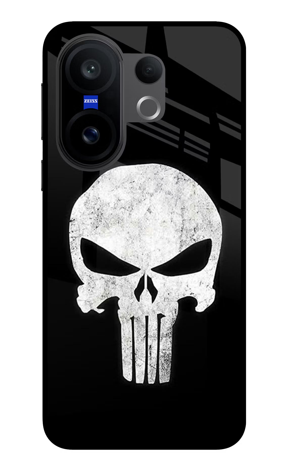 Punisher Skull Vivo X200 FE Glass Case Back Cover by Casekaro