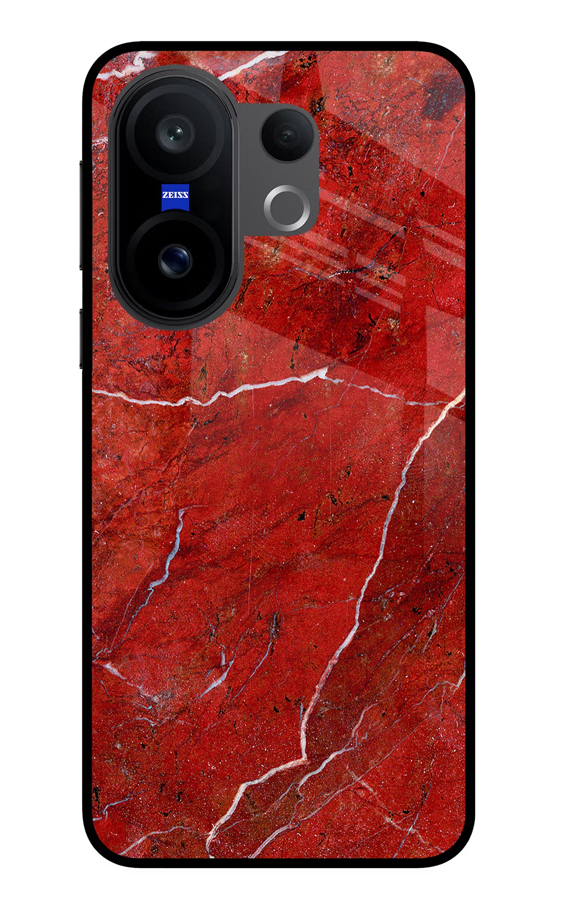 Red Marble Design Vivo X200 FE Glass Case Back Cover by Casekaro