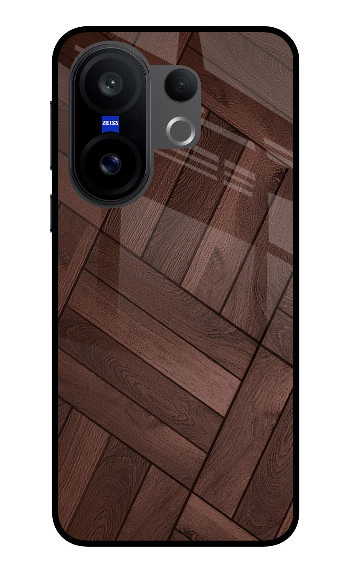 Wooden Texture Design Vivo X200 FE Glass Case Back Cover by Casekaro