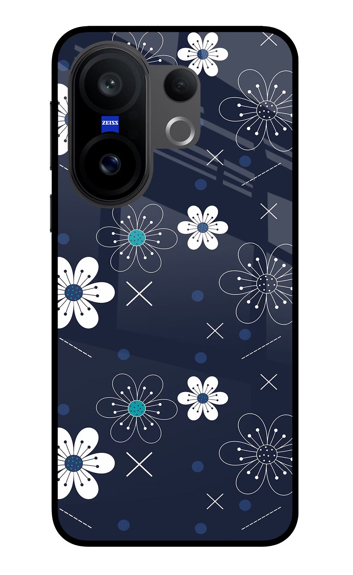 Flowers Vivo X200 FE Glass Case Back Cover by Casekaro
