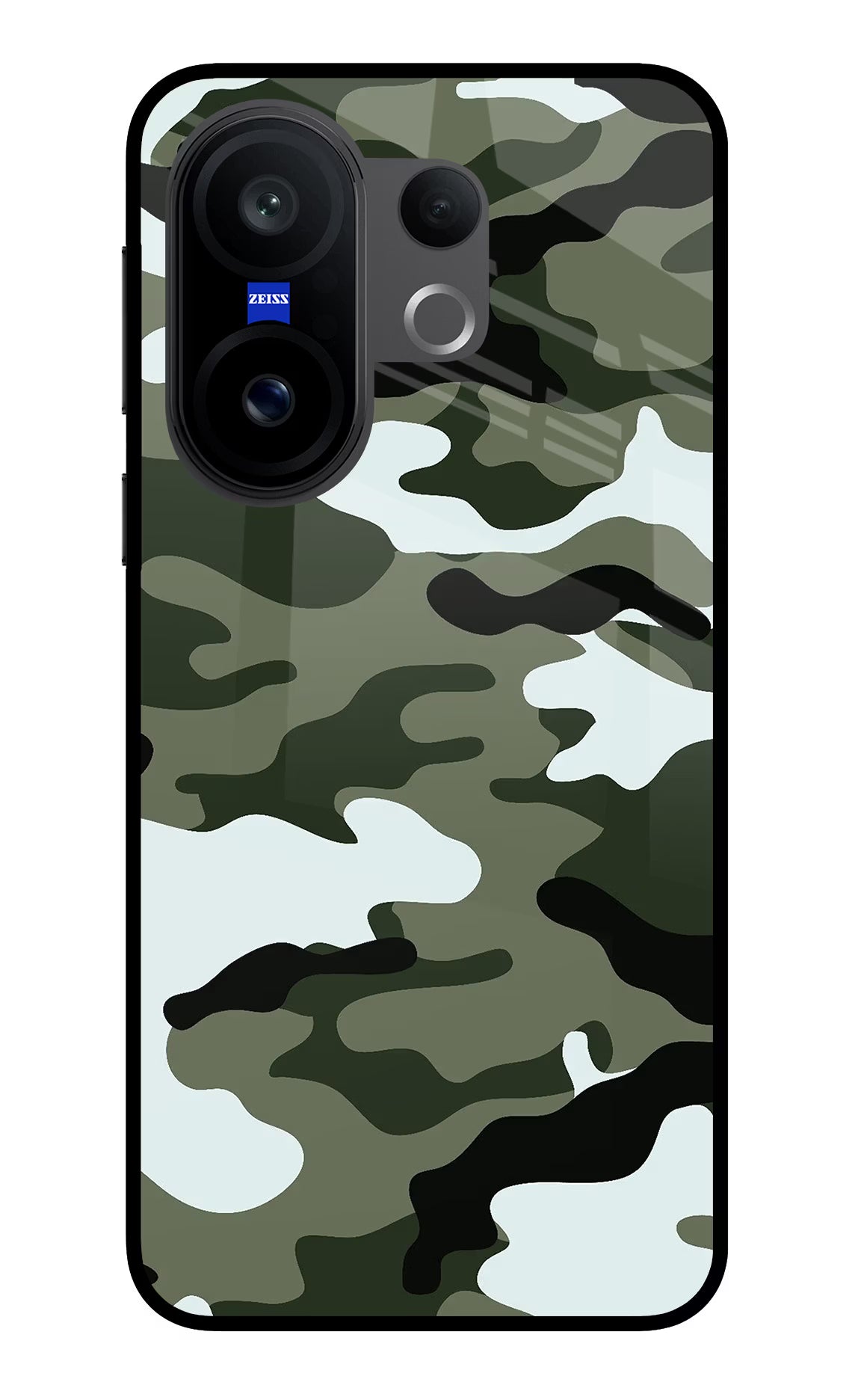 Camouflage Vivo X200 FE Glass Case Back Cover by Casekaro