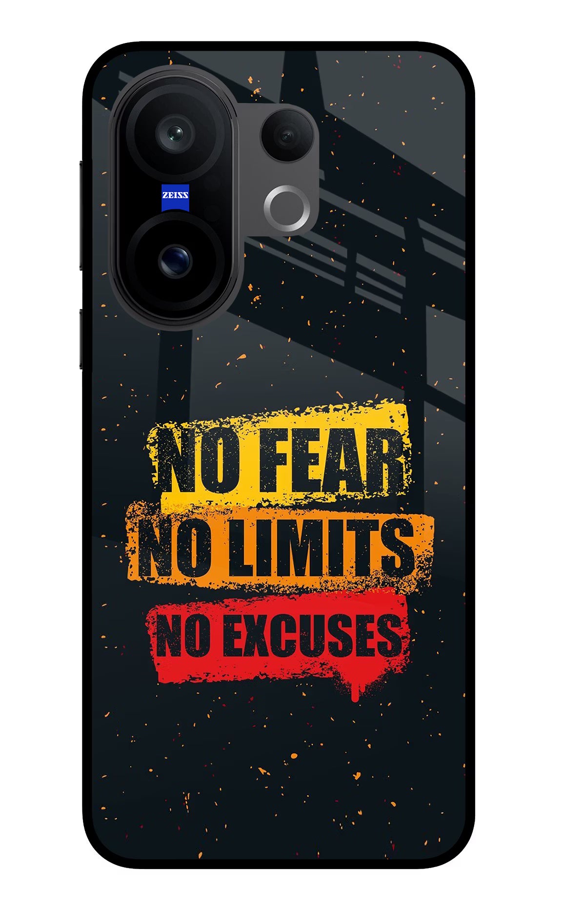 No Fear No Limits No Excuse Vivo X200 FE Glass Case Back Cover by Casekaro