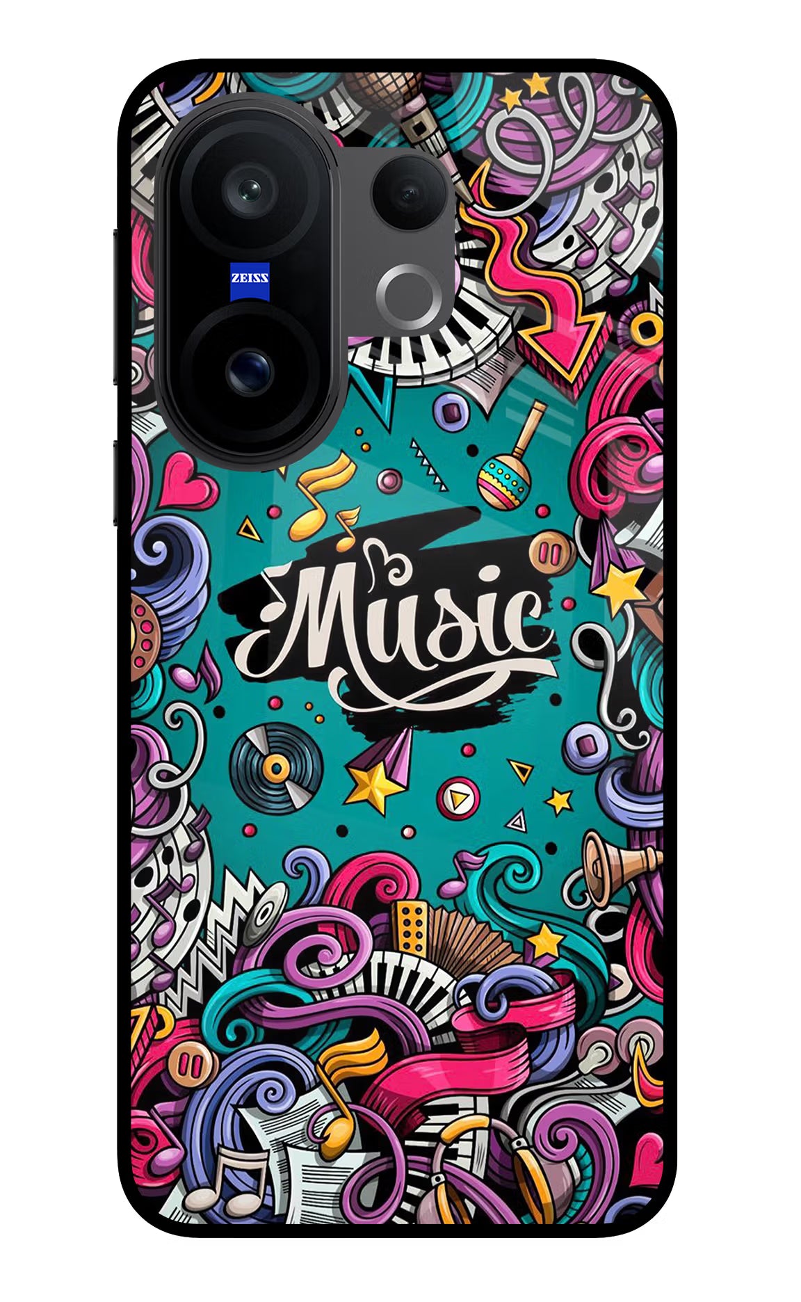 Music Graffiti Vivo X200 FE Glass Case Back Cover by Casekaro