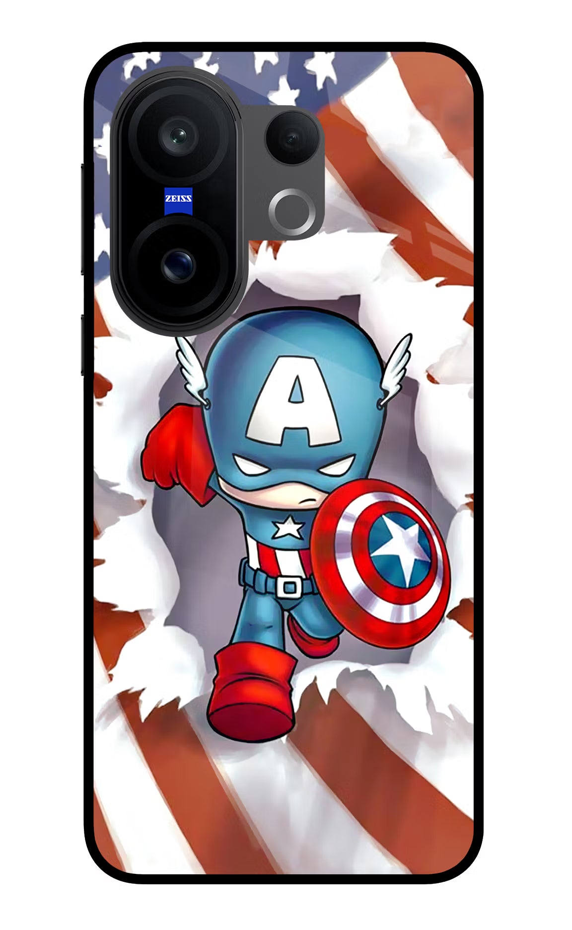 Captain America Vivo X200 FE Glass Case Back Cover by Casekaro