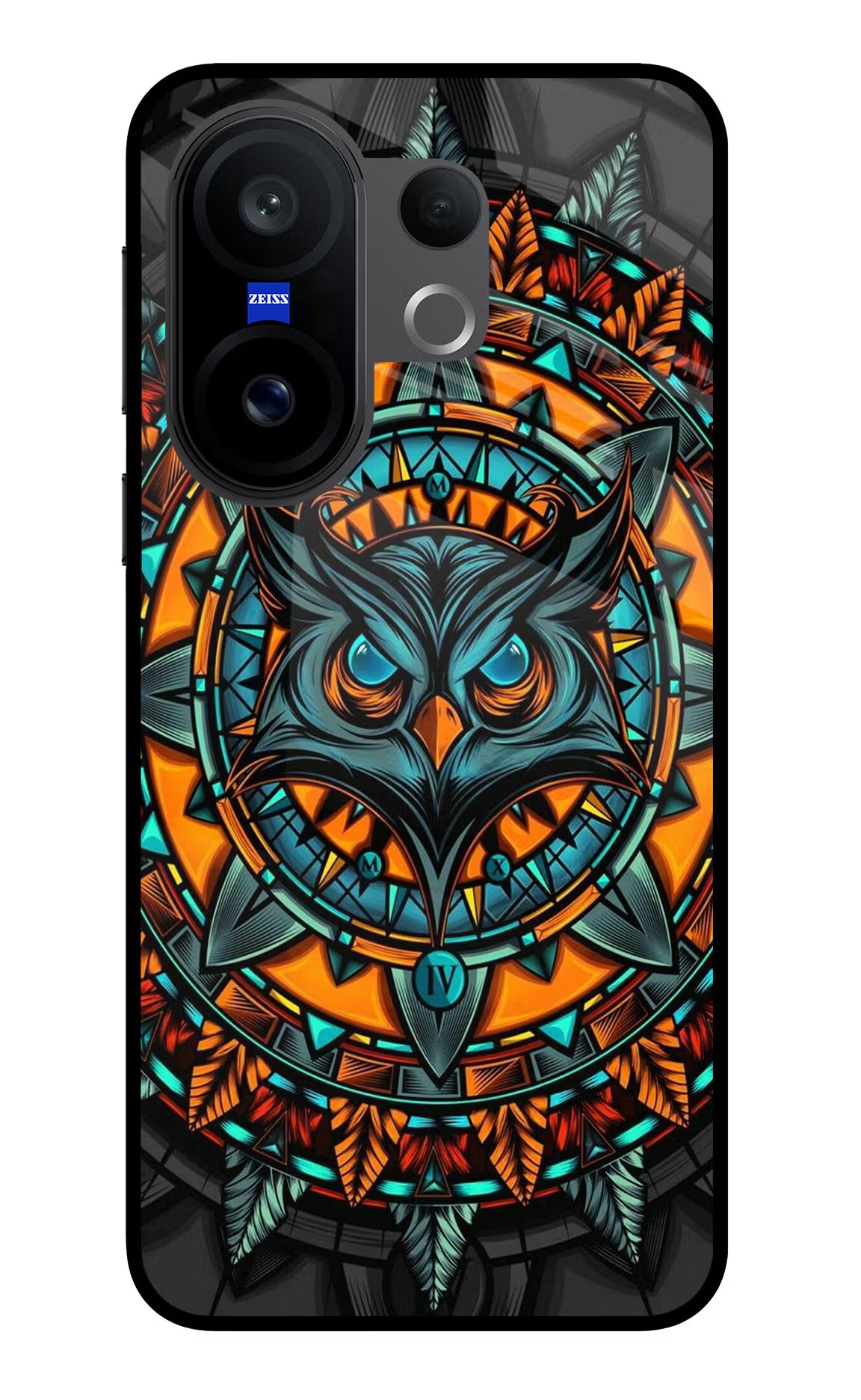 Angry Owl Art Vivo X200 FE Glass Case Back Cover by Casekaro