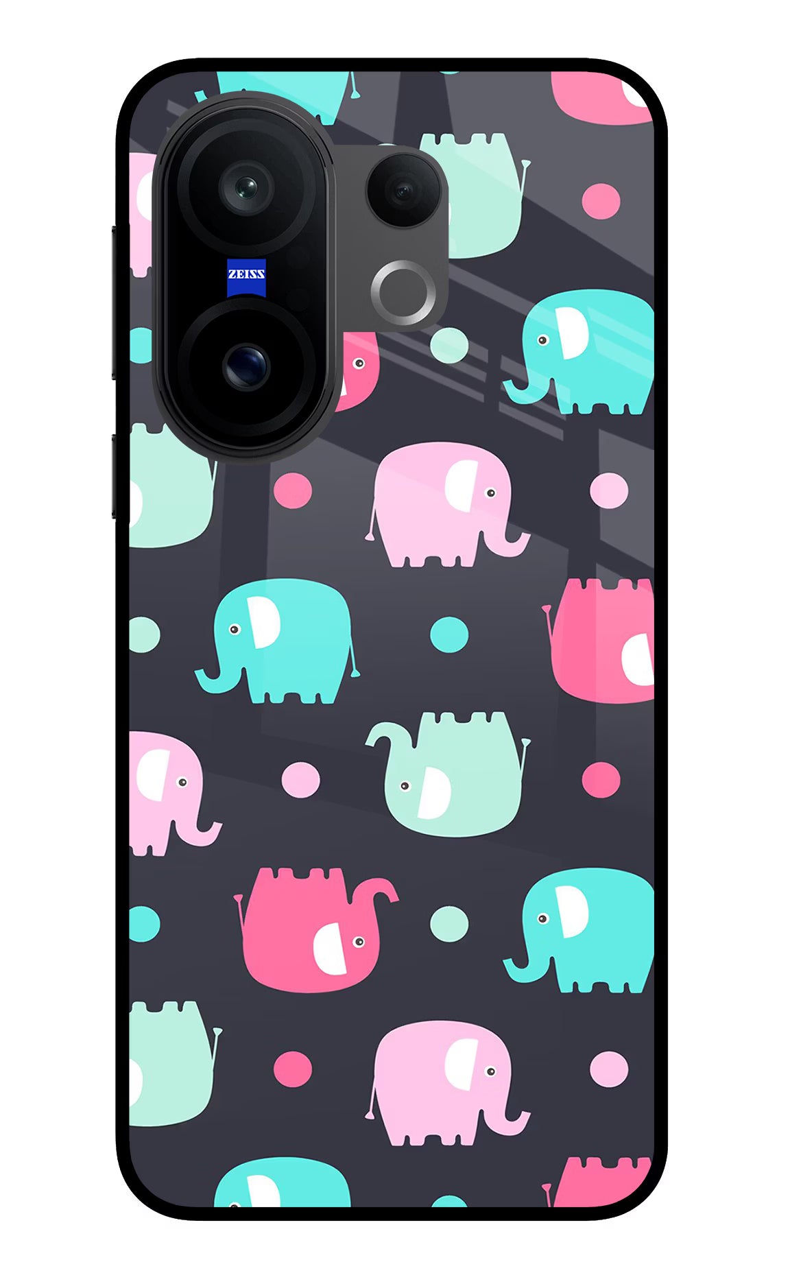 Elephants Vivo X200 FE Glass Case Back Cover by Casekaro