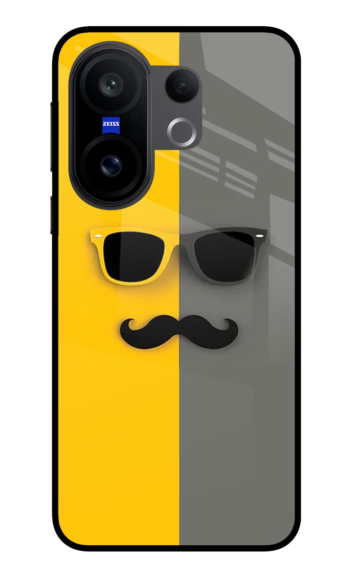 Sunglasses with Mustache Vivo X200 FE Glass Case Back Cover by Casekaro