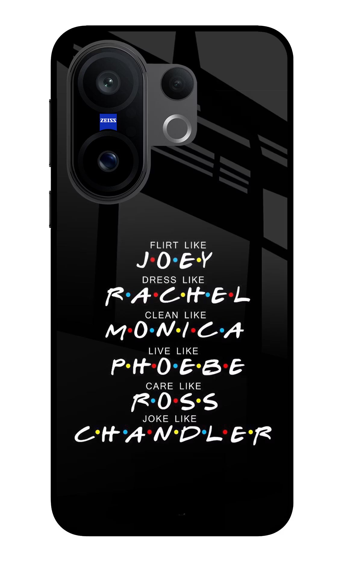 FRIENDS Character Vivo X200 FE Glass Case Back Cover by Casekaro