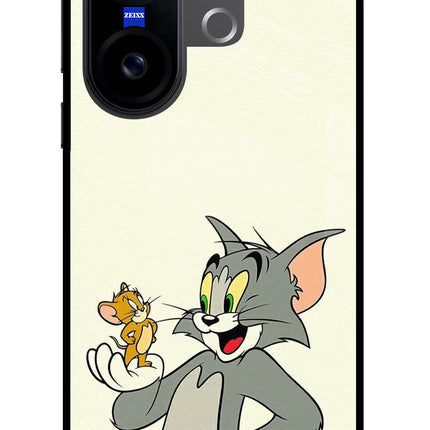 Tom & Jerry Vivo X200 FE Glass Case Back Cover by Casekaro