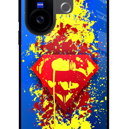 Superman logo Vivo X200 FE Glass Case Back Cover by Casekaro