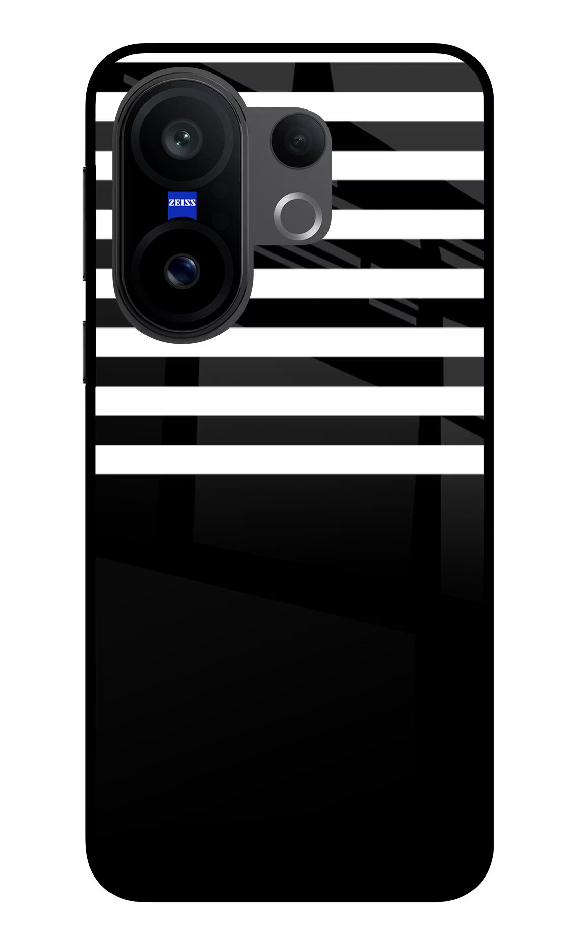 Black and White Print Vivo X200 FE Glass Case Back Cover by Casekaro
