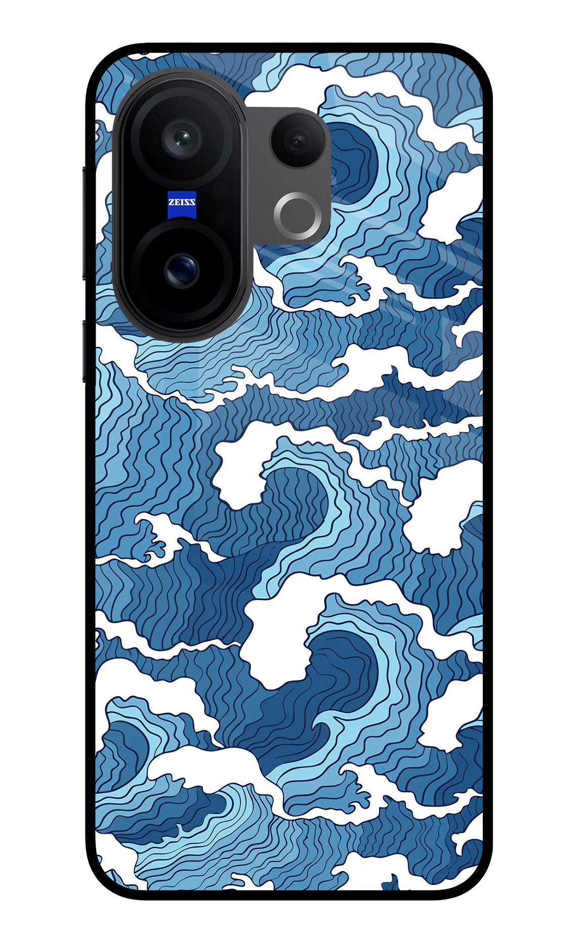 Blue Waves Vivo X200 FE Glass Case Back Cover by Casekaro