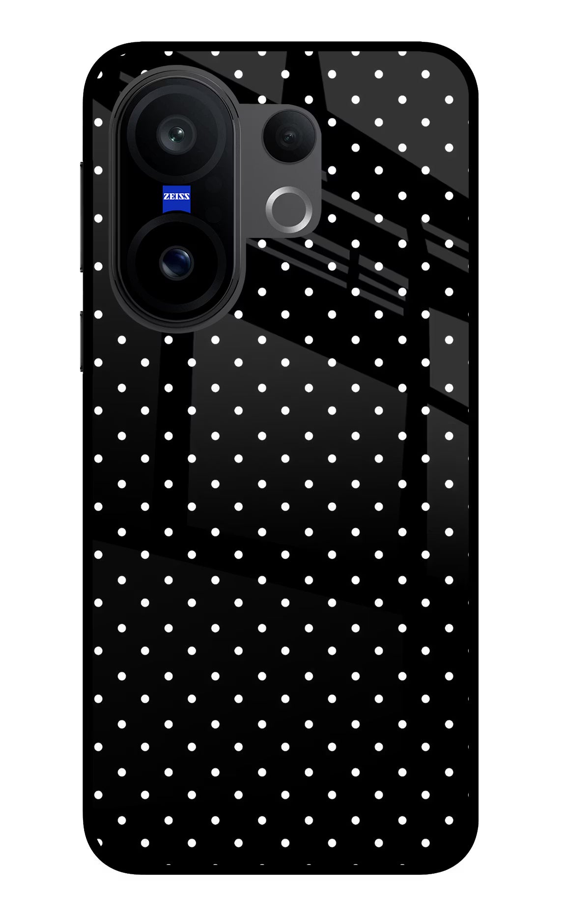 White Dots Vivo X200 FE Glass Case Back Cover by Casekaro