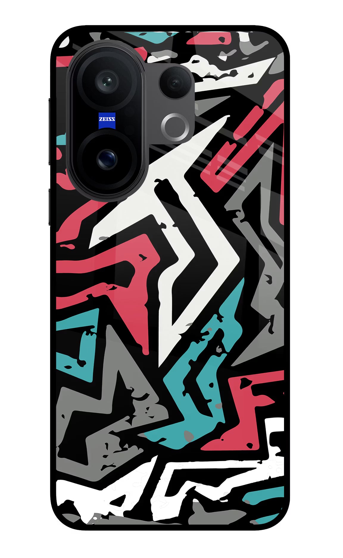 Geometric Graffiti Vivo X200 FE Glass Case Back Cover by Casekaro