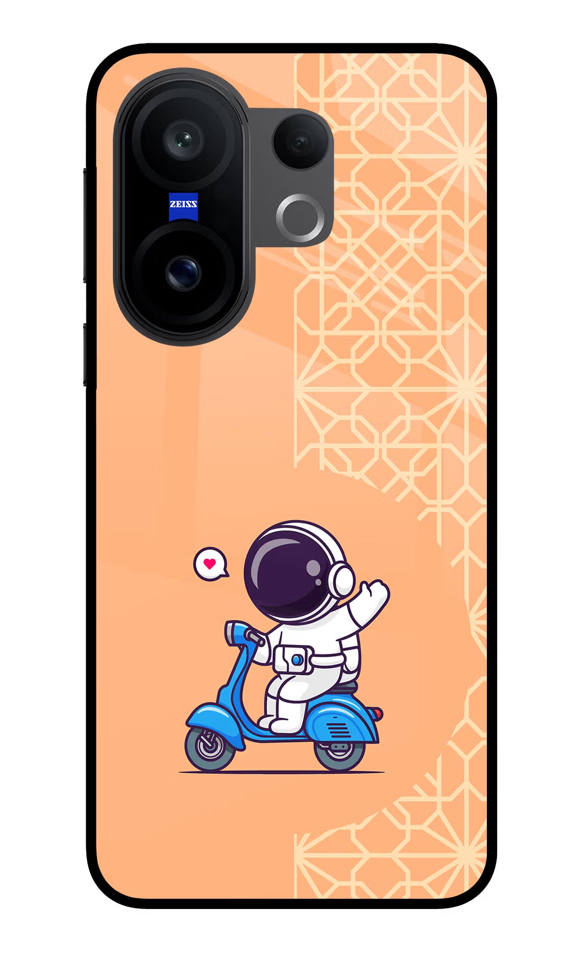 Cute Astronaut Riding Vivo X200 FE Glass Case Back Cover by Casekaro