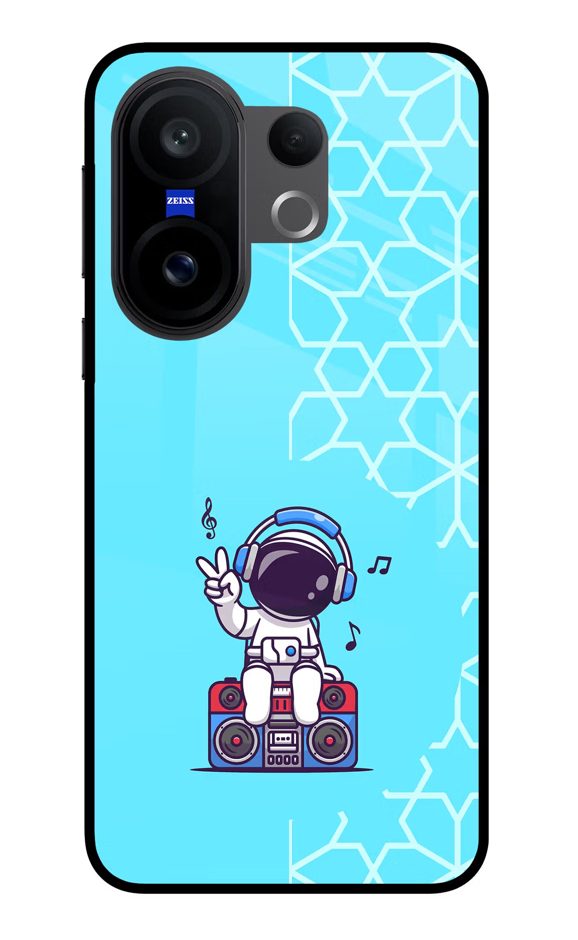 Cute Astronaut Chilling Vivo X200 FE Glass Case Back Cover by Casekaro