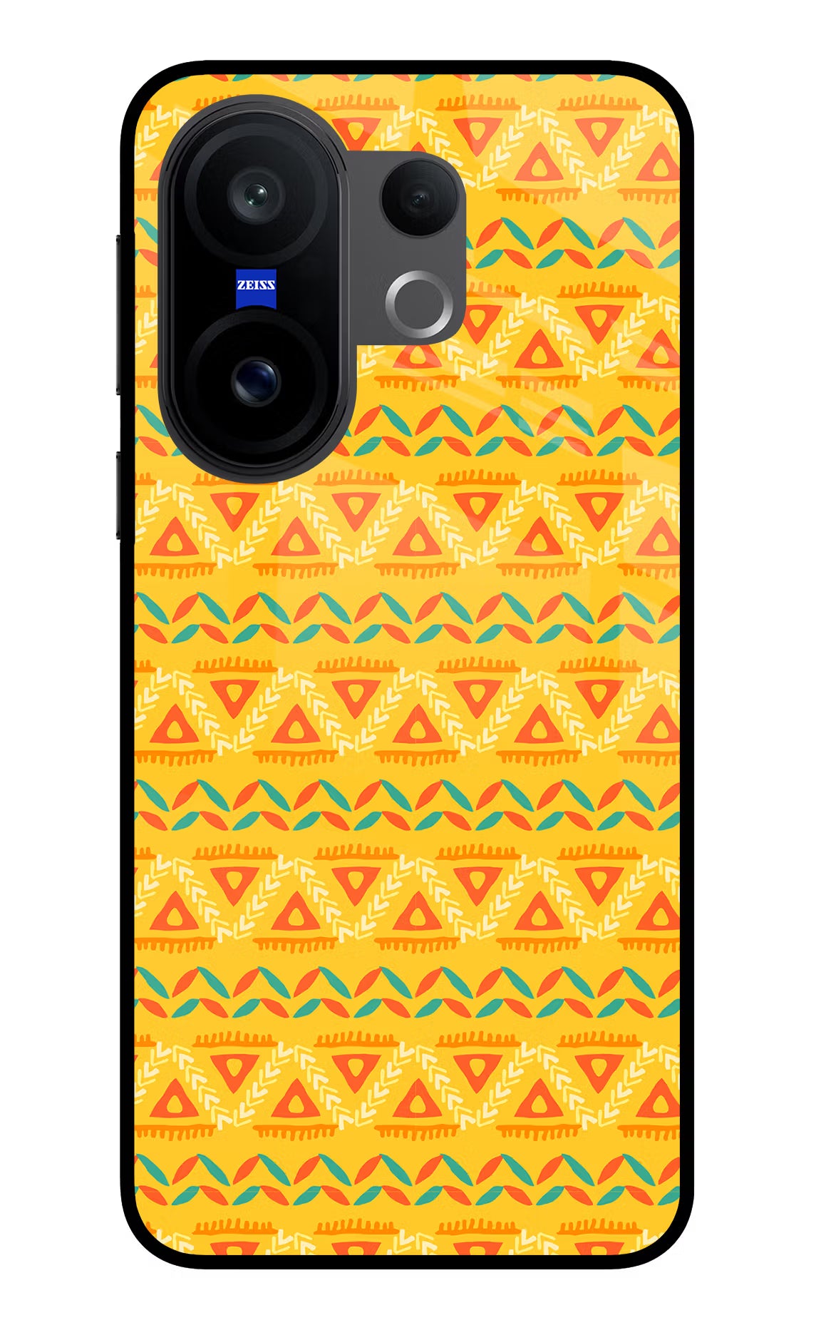 Tribal Pattern Vivo X200 FE Glass Case Back Cover by Casekaro