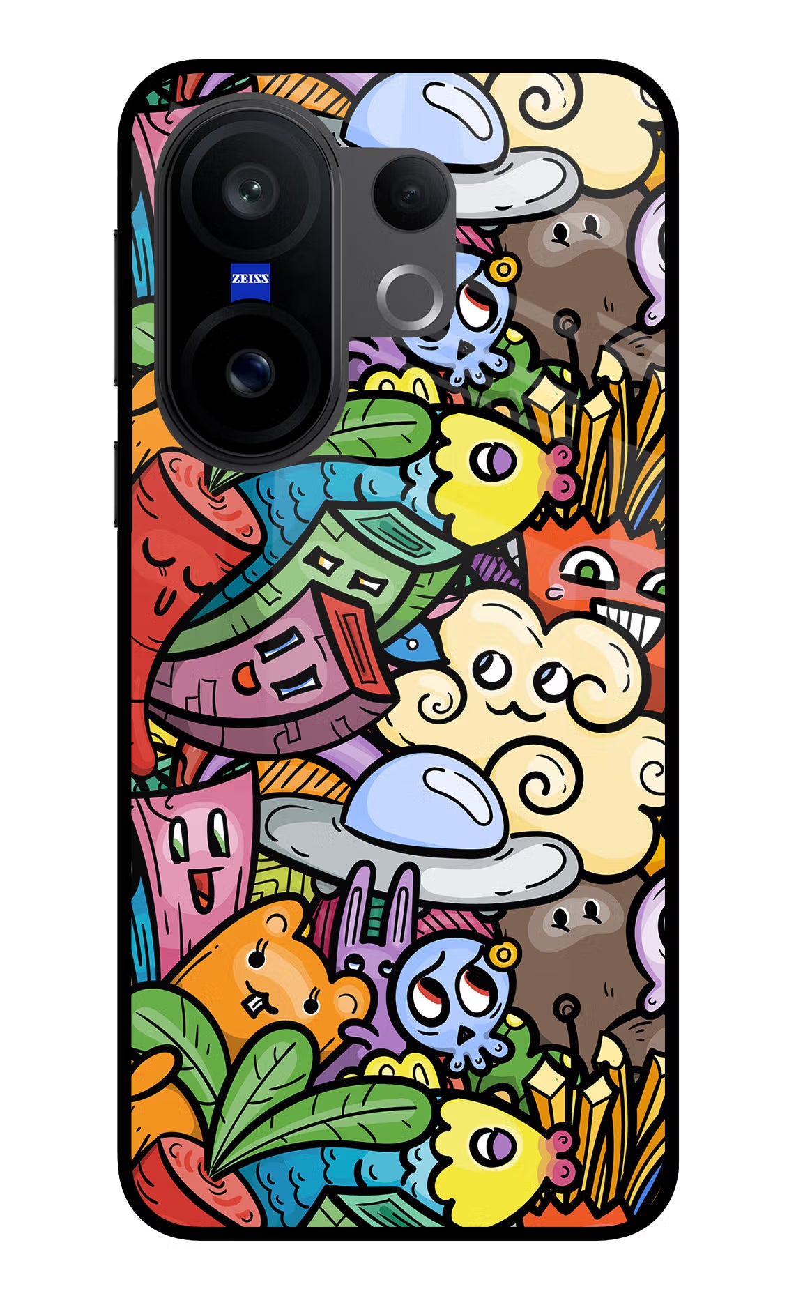 Veggie Doodle Vivo X200 FE Glass Case Back Cover by Casekaro