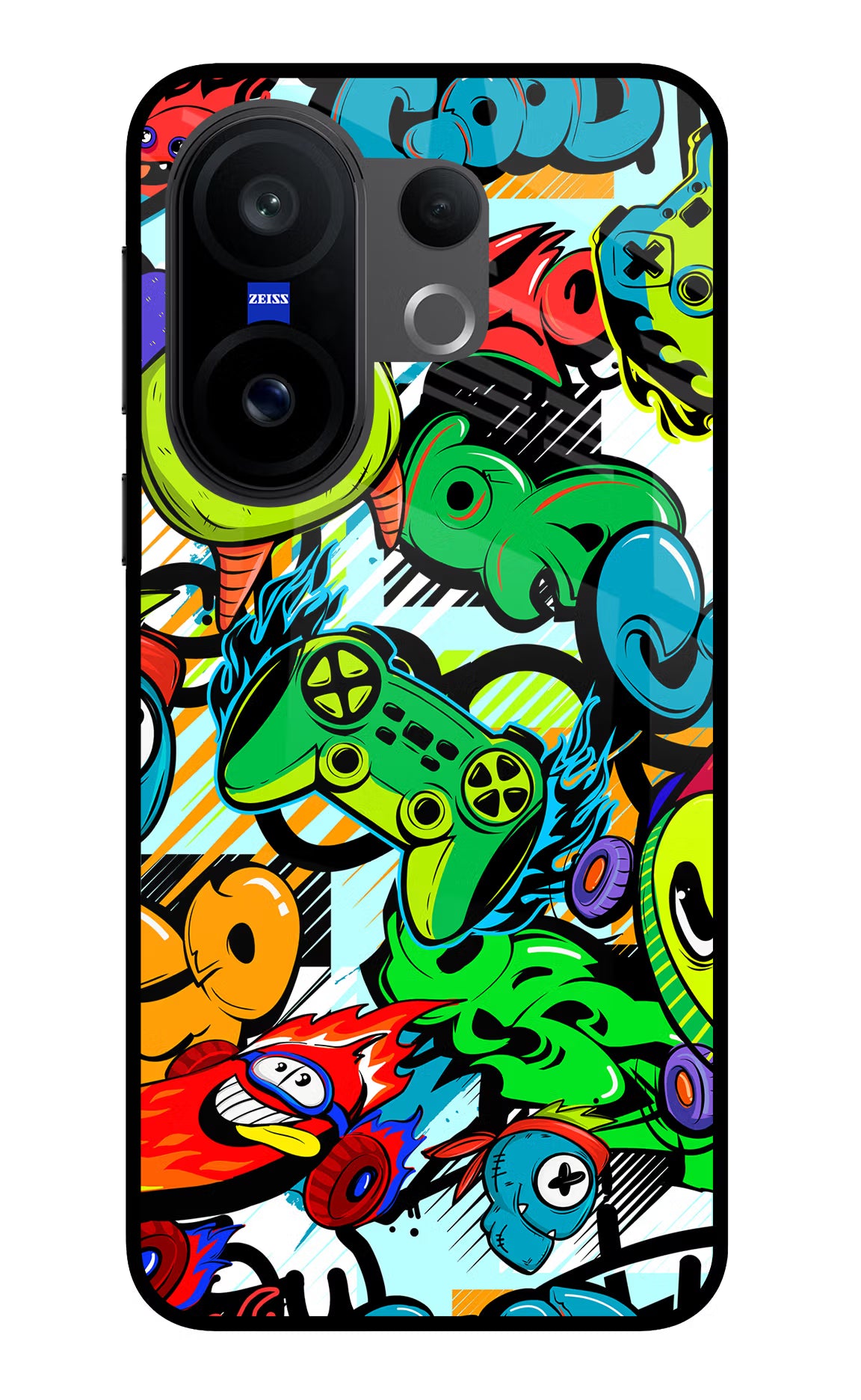 Game Doodle Vivo X200 FE Glass Case Back Cover by Casekaro