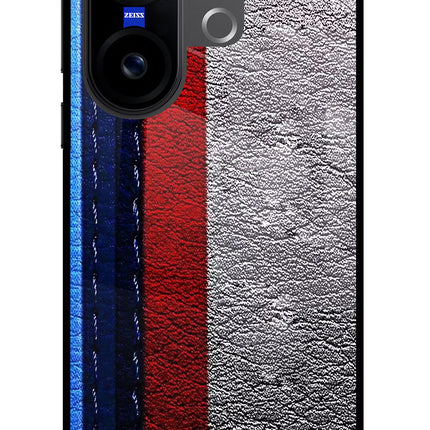 BMW Stripes Vivo X200 FE Glass Case Back Cover by Casekaro