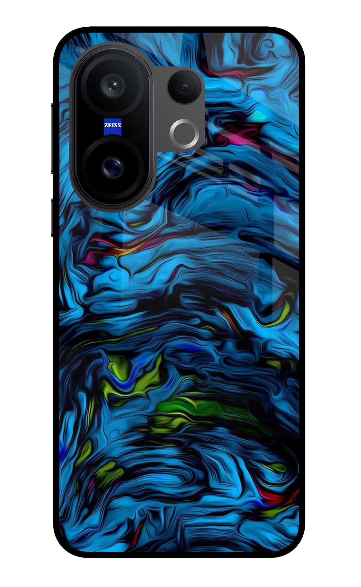 Dark Blue Abstract Vivo X200 FE Glass Case Back Cover by Casekaro