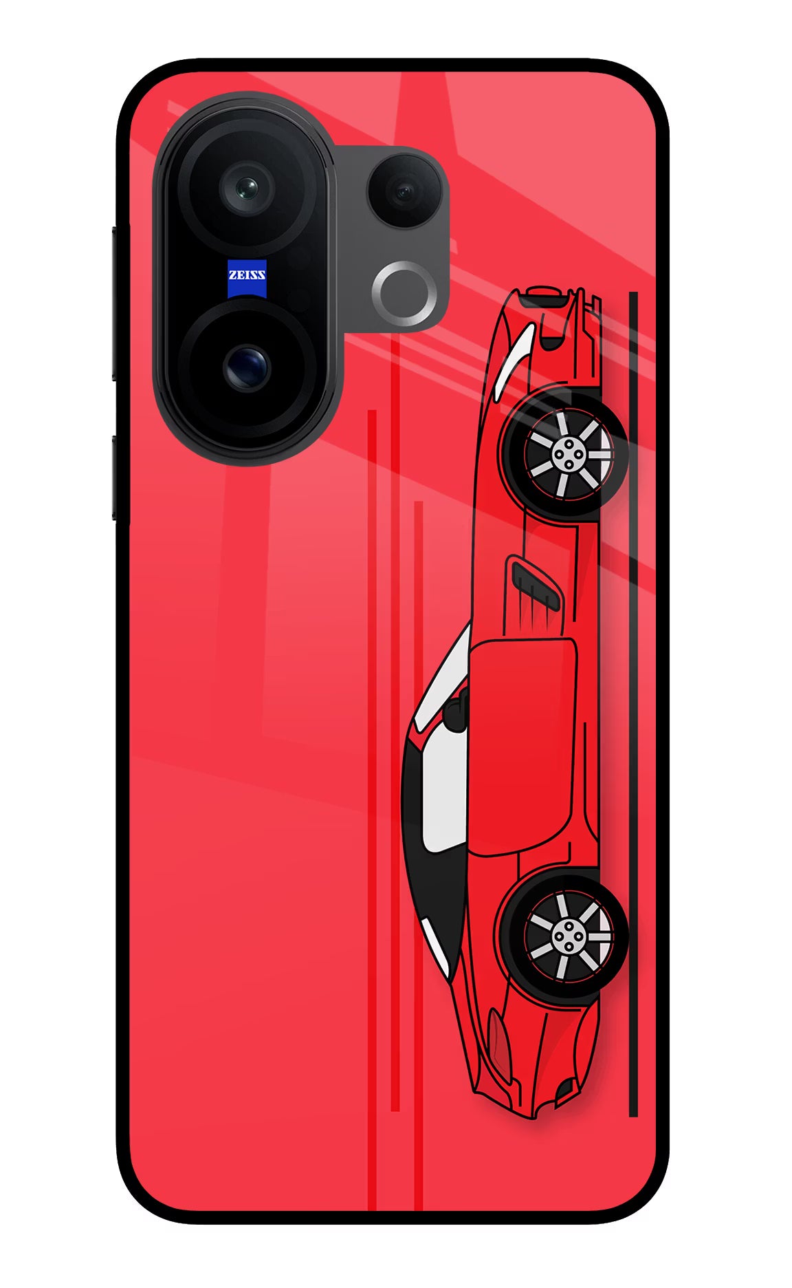 Red Velocity Vivo X200 FE Glass Case Back Cover by Casekaro