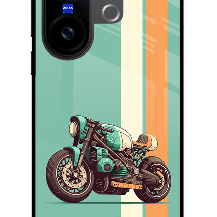 Striped Moto Drift Vivo X200 FE Glass Case