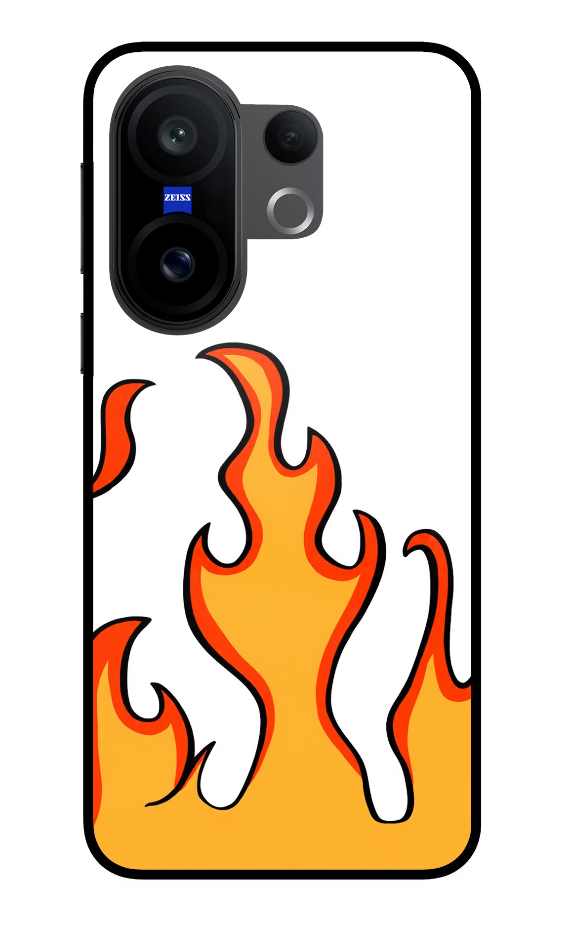 Fired Up – White Vivo X200 FE Glass Case Back Cover by Casekaro