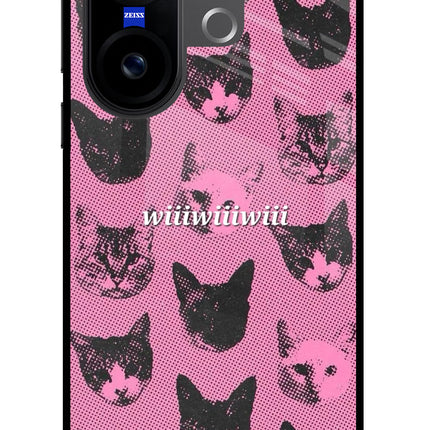 Pink Cats Vivo X200 FE Glass Case