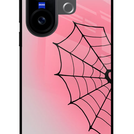 Pink Web Vivo X200 FE Glass Case