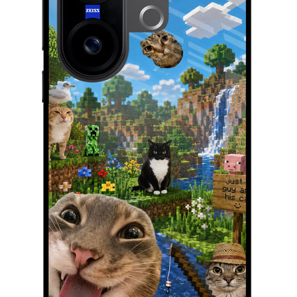 Minecraft Cat Chaos Vivo X200 FE Glass Case