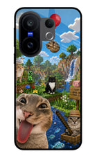 Minecraft Cat Chaos Vivo X200 FE Glass Case