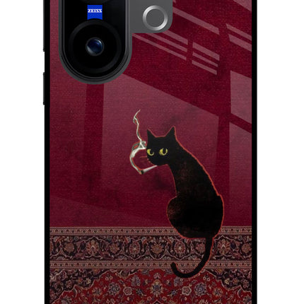 Midnight Cat Vivo X200 FE Glass Case