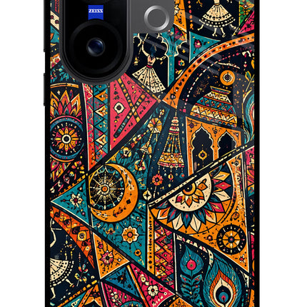 Folk Print Vivo X200 FE Glass Case