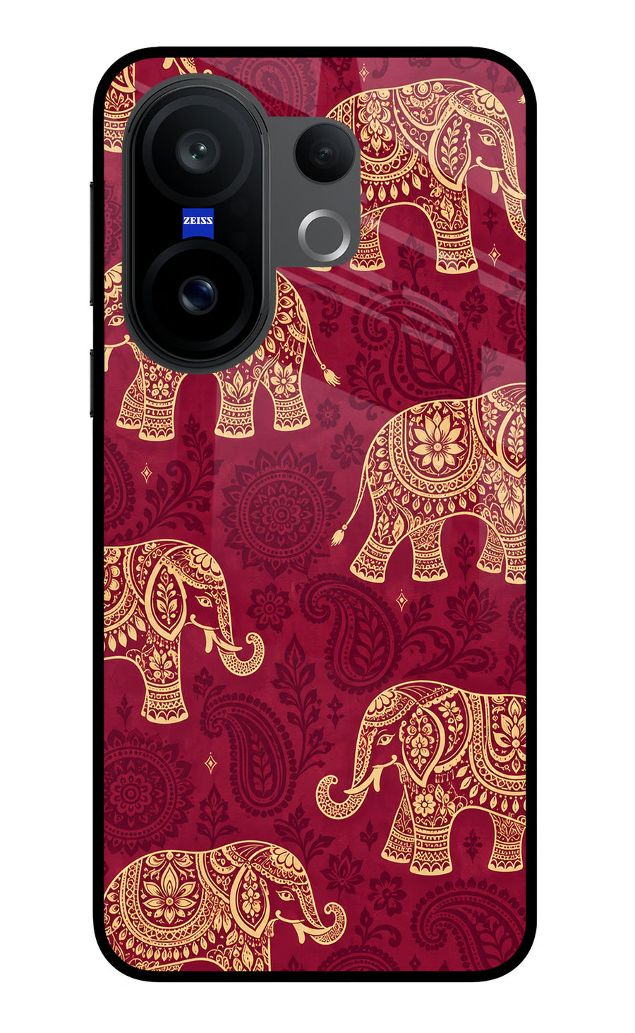 Maroon Elephant Vivo X200 FE Back Cover, Glass case