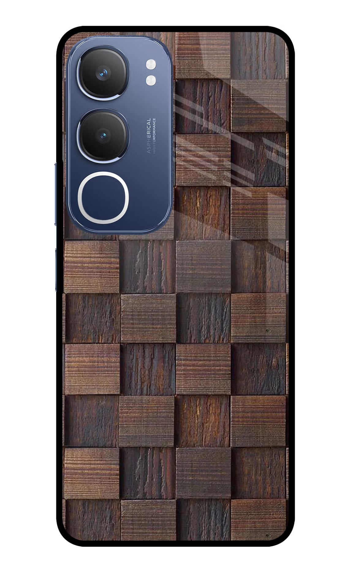 Wooden Cube Design Vivo Y29 5G Glass Case