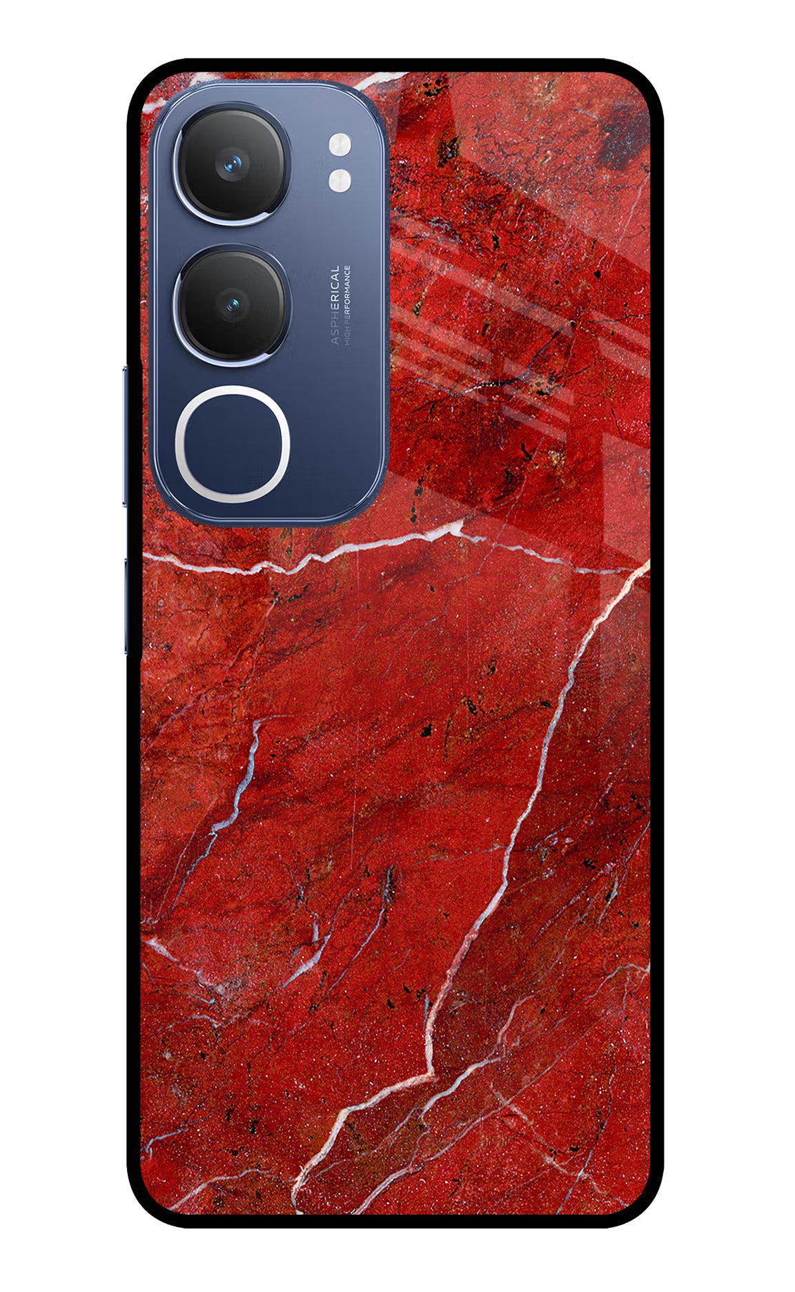 Red Marble Design Vivo Y29 5G Glass Case Back Cover by Casekaro