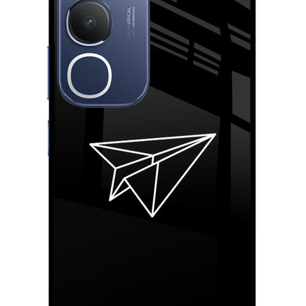 Paper Plane White Vivo Y29 5G Glass Case Back Cover by Casekaro