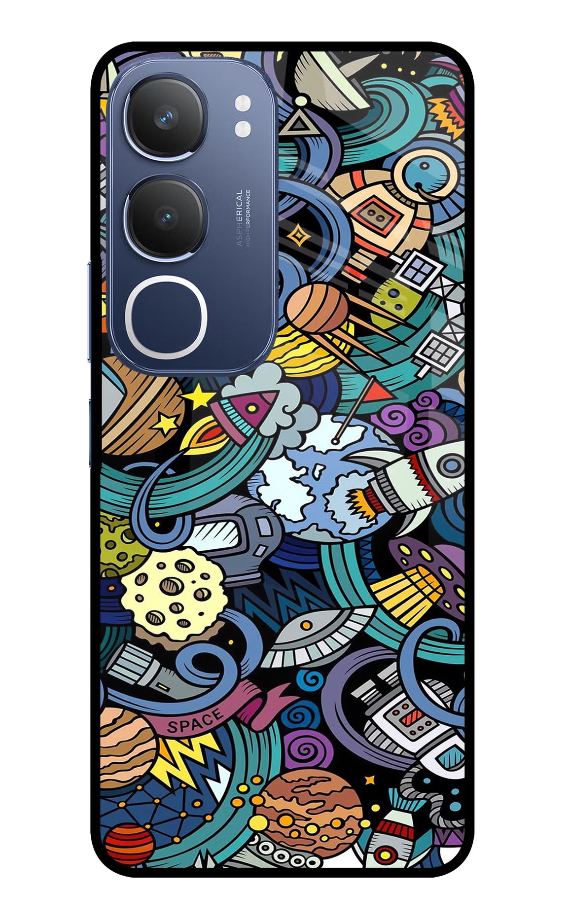 Space Abstract Vivo Y29 5G Glass Case Back Cover by Casekaro