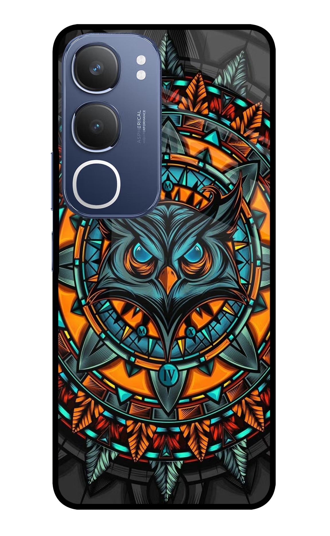Angry Owl Art Vivo Y29 5G Glass Case Back Cover by Casekaro