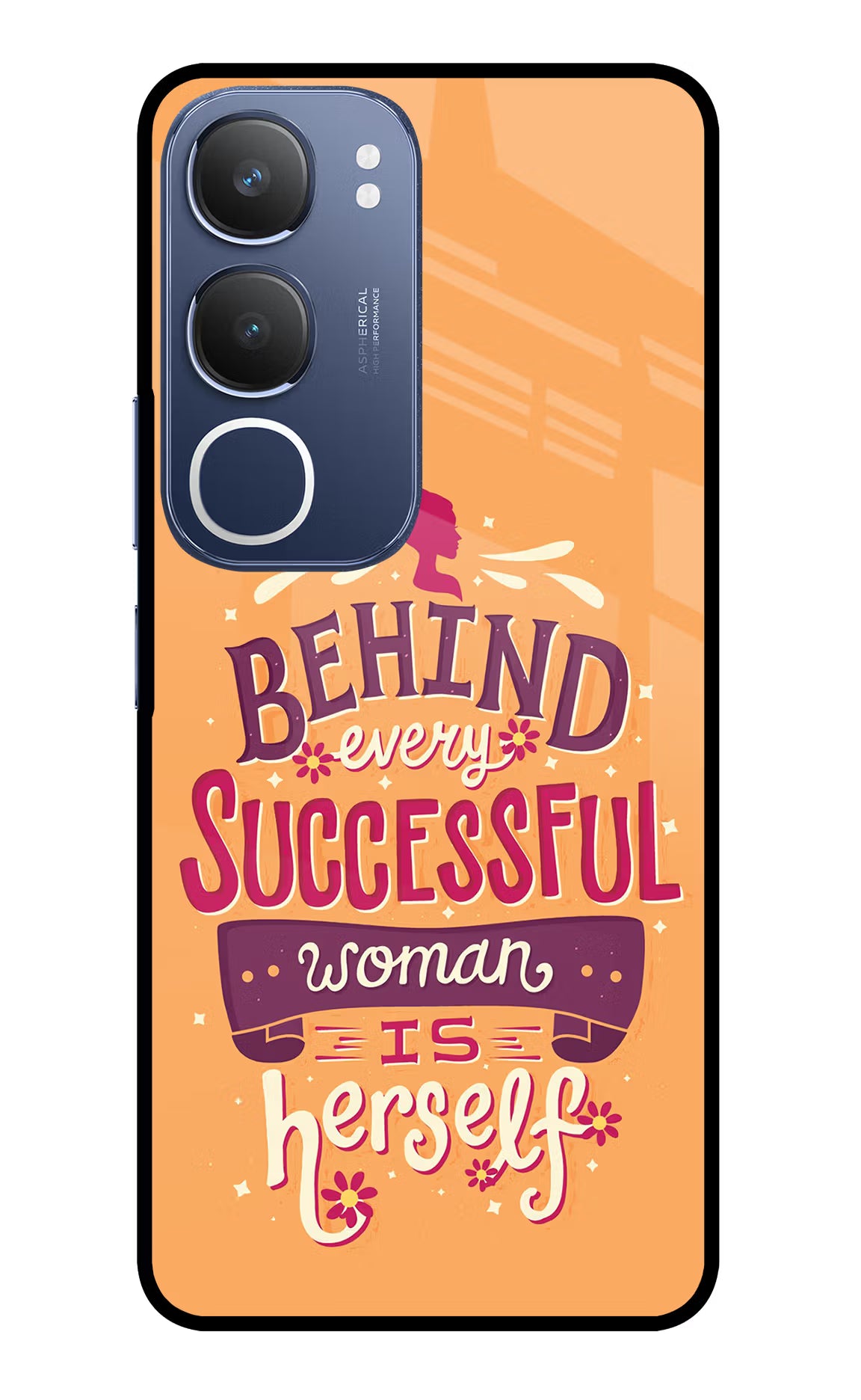 Behind Every Successful Woman There Is Herself Vivo Y29 5G Glass Case Back Cover by Casekaro