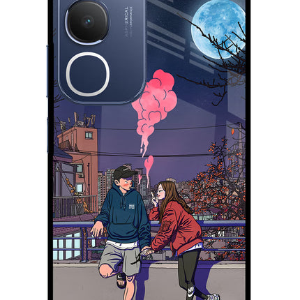 Chilling Couple Vivo Y29 5G Glass Case Back Cover by Casekaro