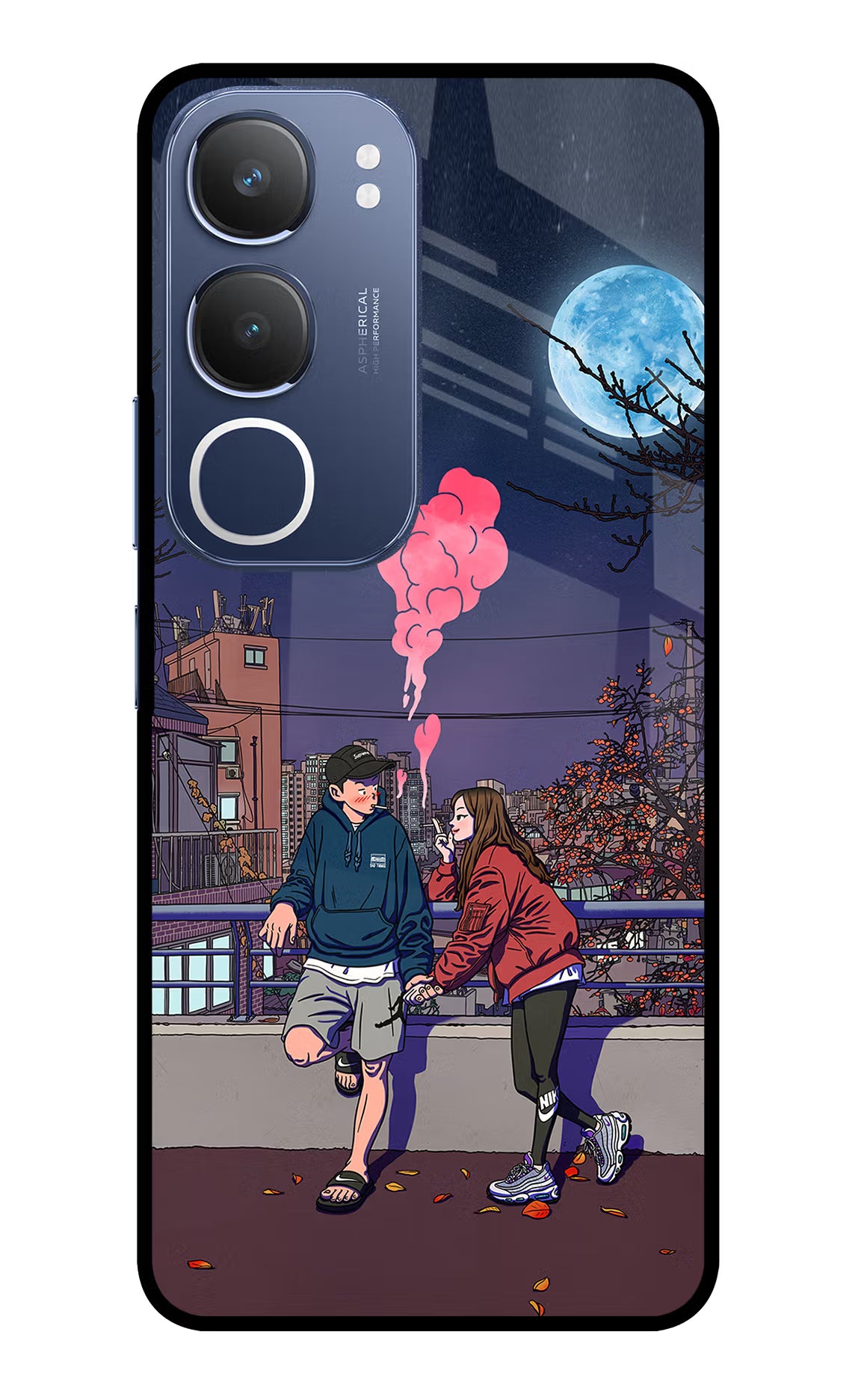 Chilling Couple Vivo Y29 5G Glass Case Back Cover by Casekaro