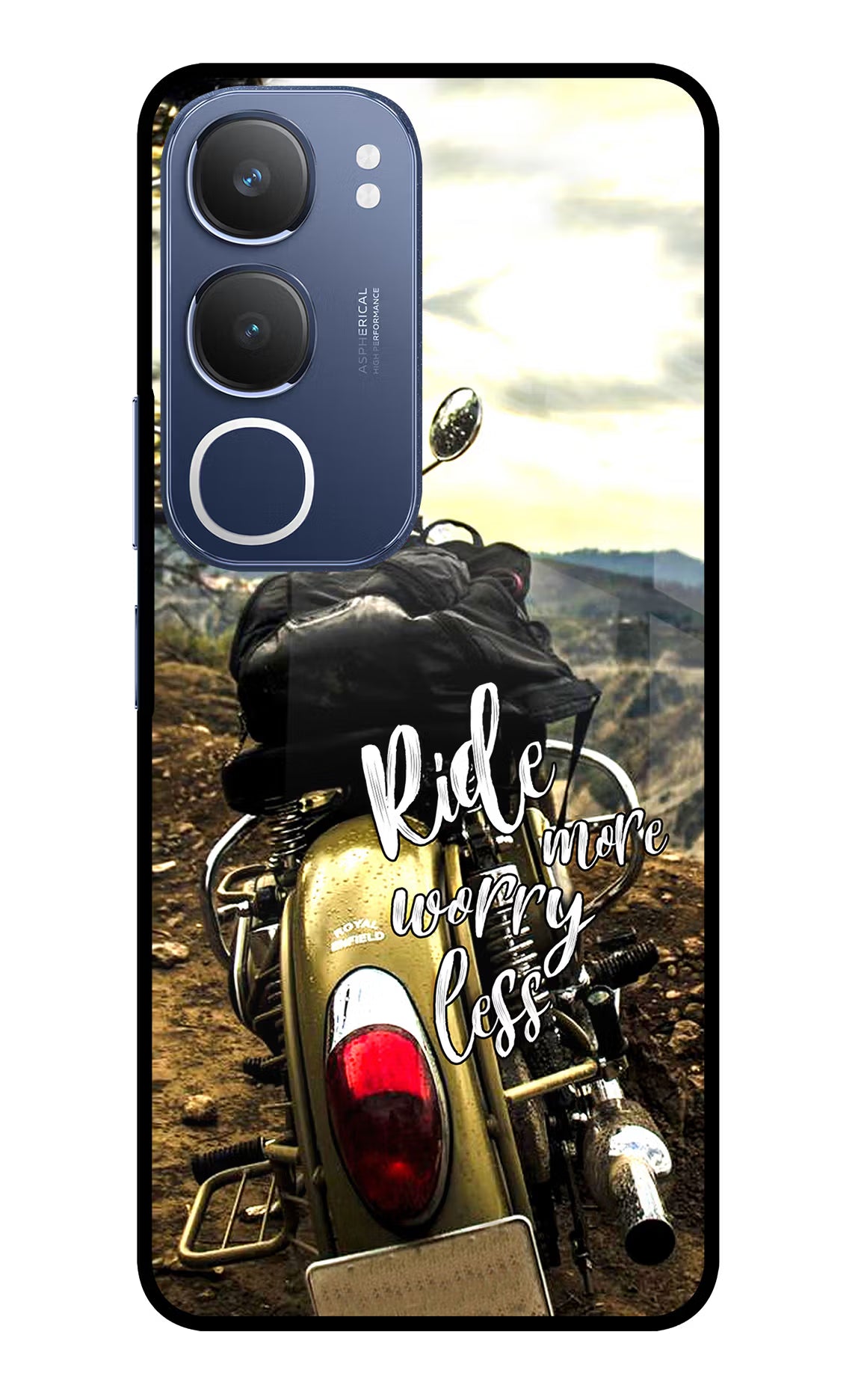 Ride More Worry Less Vivo Y29 5G Glass Case Back Cover by Casekaro