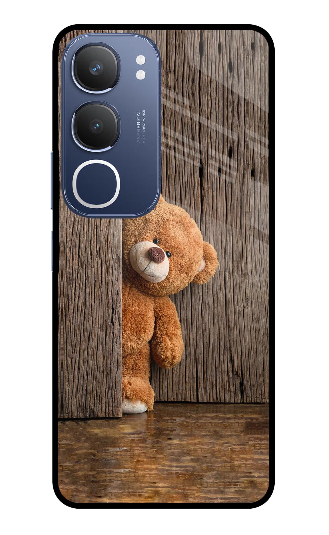 Teddy Wooden Vivo Y29 5G Glass Case Back Cover by Casekaro